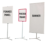 The Multimaster can be used with foamex panels, poster frames or as a banner stand.
