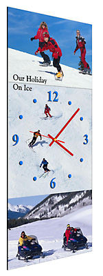 Custom gift clock to remember holiday on ice